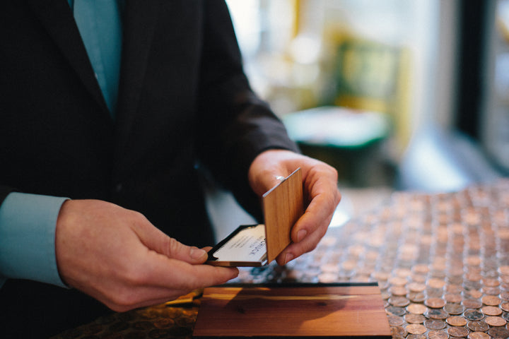 Wood Business Card Holder with Corporate Logo