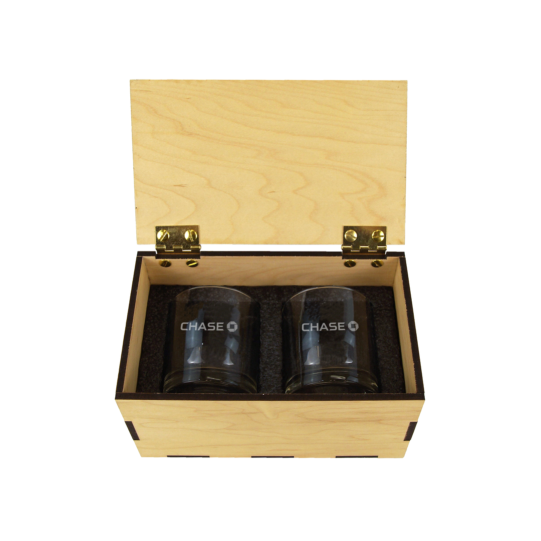 Maple Rocks Glass Gift Box with Corporate Logo