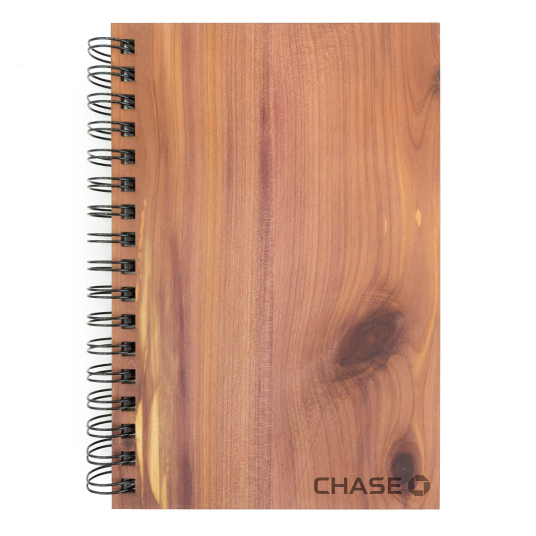 Wood Customizable Spiral Journal with Corporate Logo