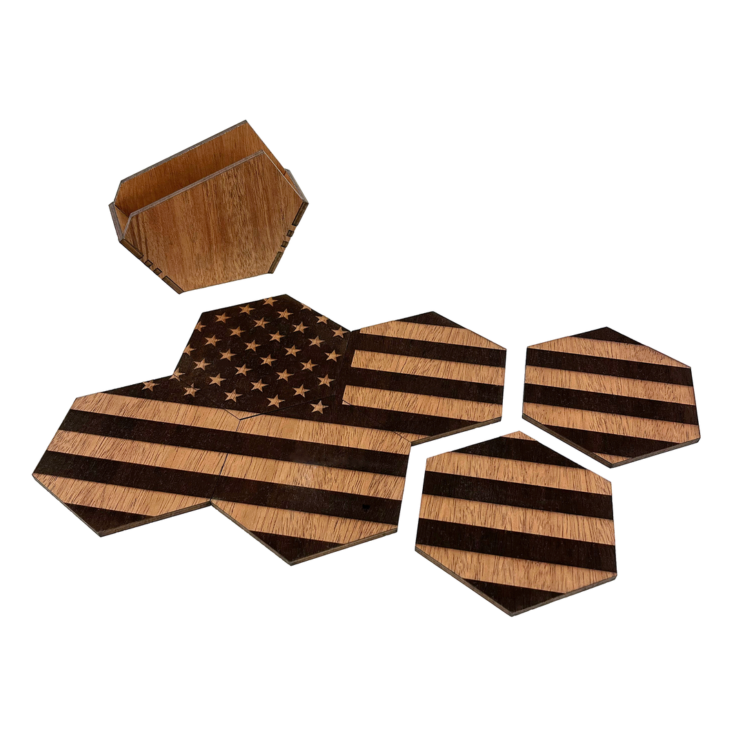 American Edition Wood Coaster Set - 6 Coasters