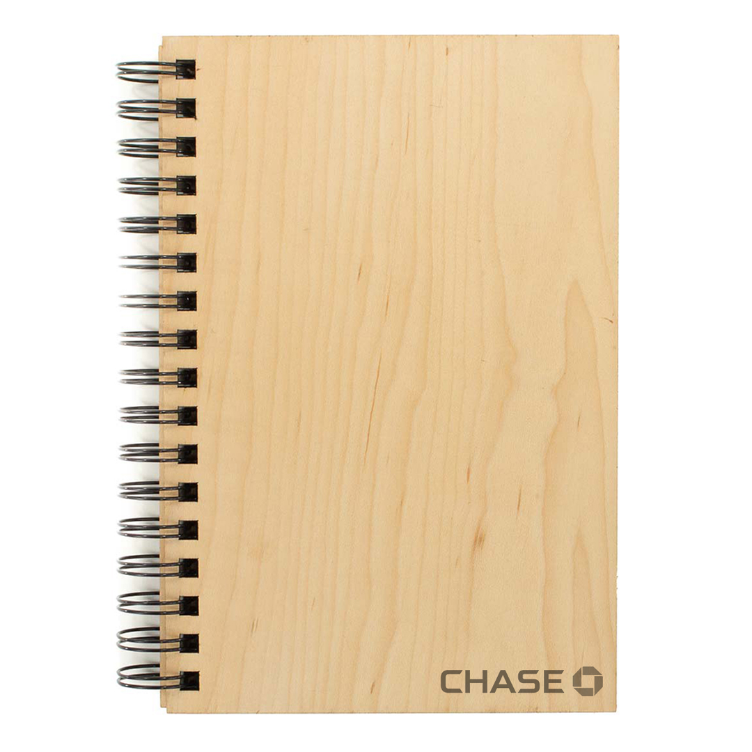 Wood Customizable Spiral Journal with Corporate Logo