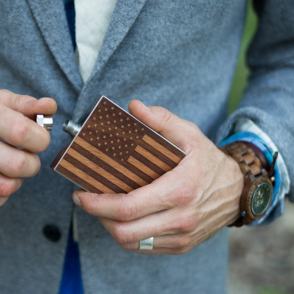 America Edition Wood Flask 3 oz.