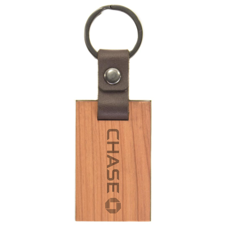 Blank Leather And Wood Keychain with Corporate Logo