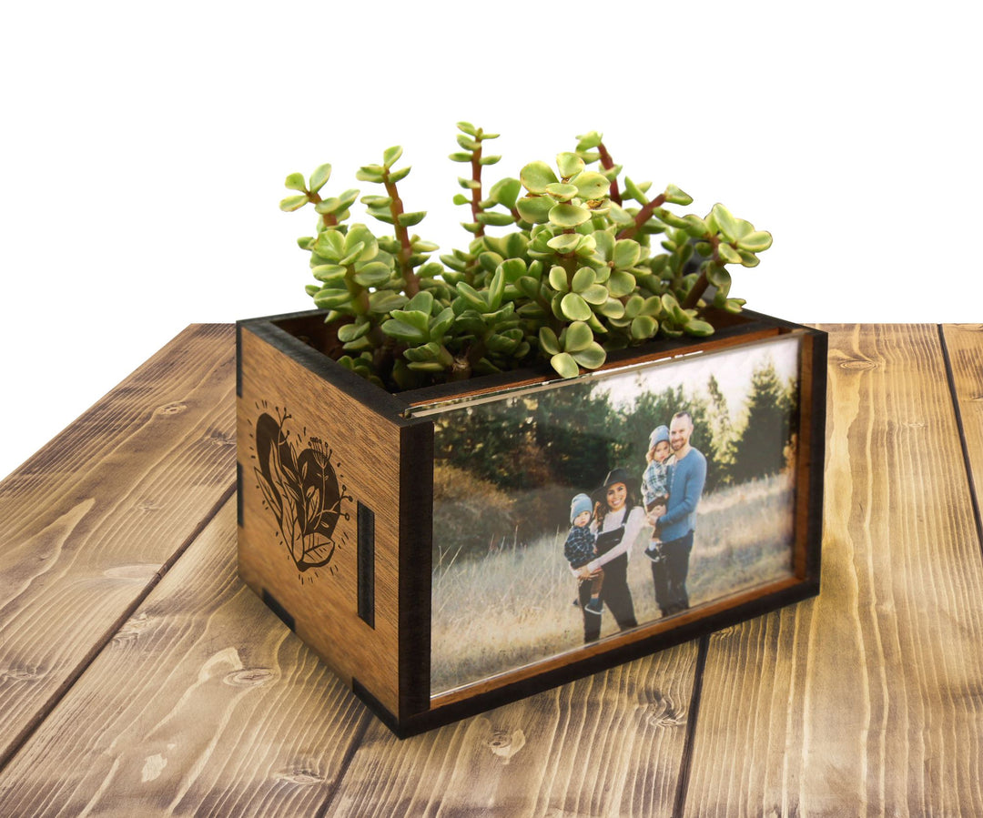box plant pot Rectangle Picture Frame Desktop Planter Walnut
