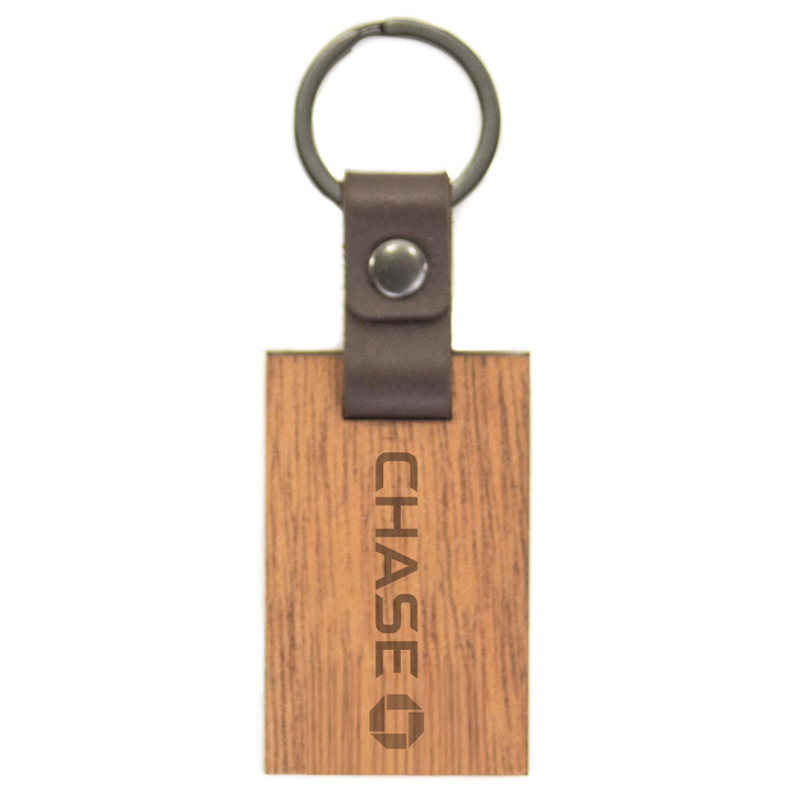 Blank Leather And Wood Keychain with Corporate Logo