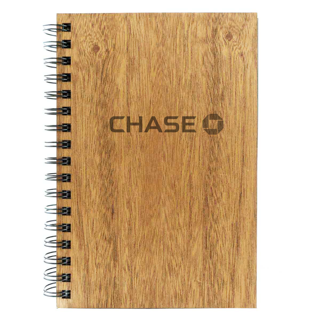 Wood Customizable Spiral Journal with Corporate Logo
