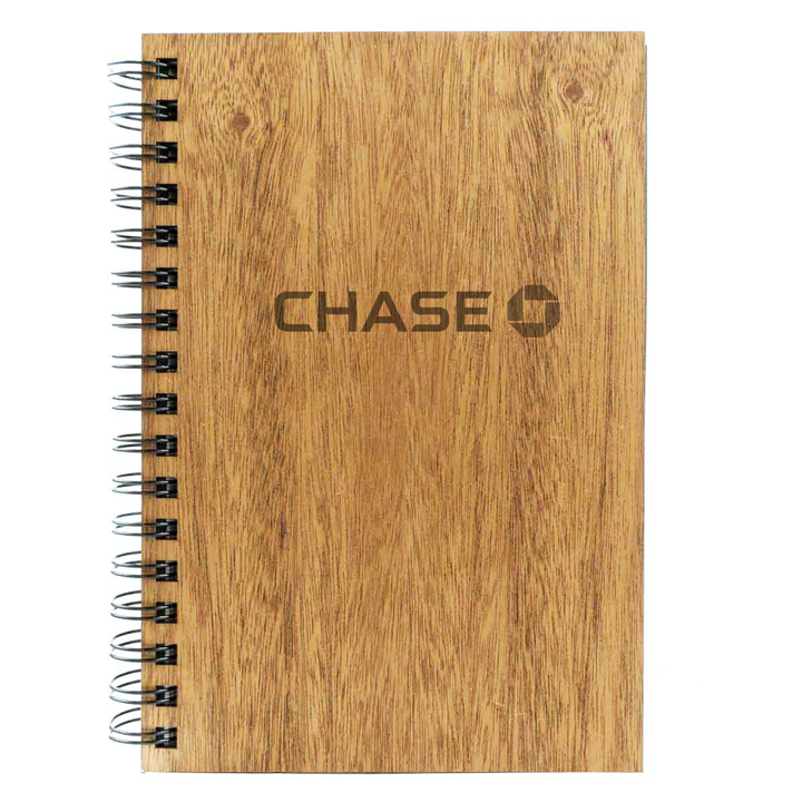 Wood Customizable Spiral Journal with Corporate Logo