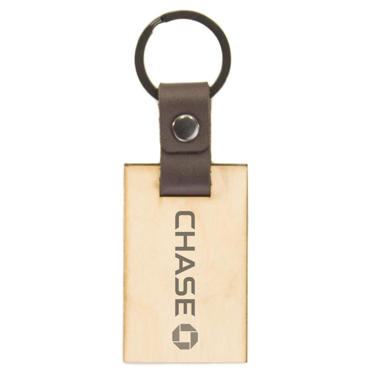 Blank Leather And Wood Keychain with Corporate Logo