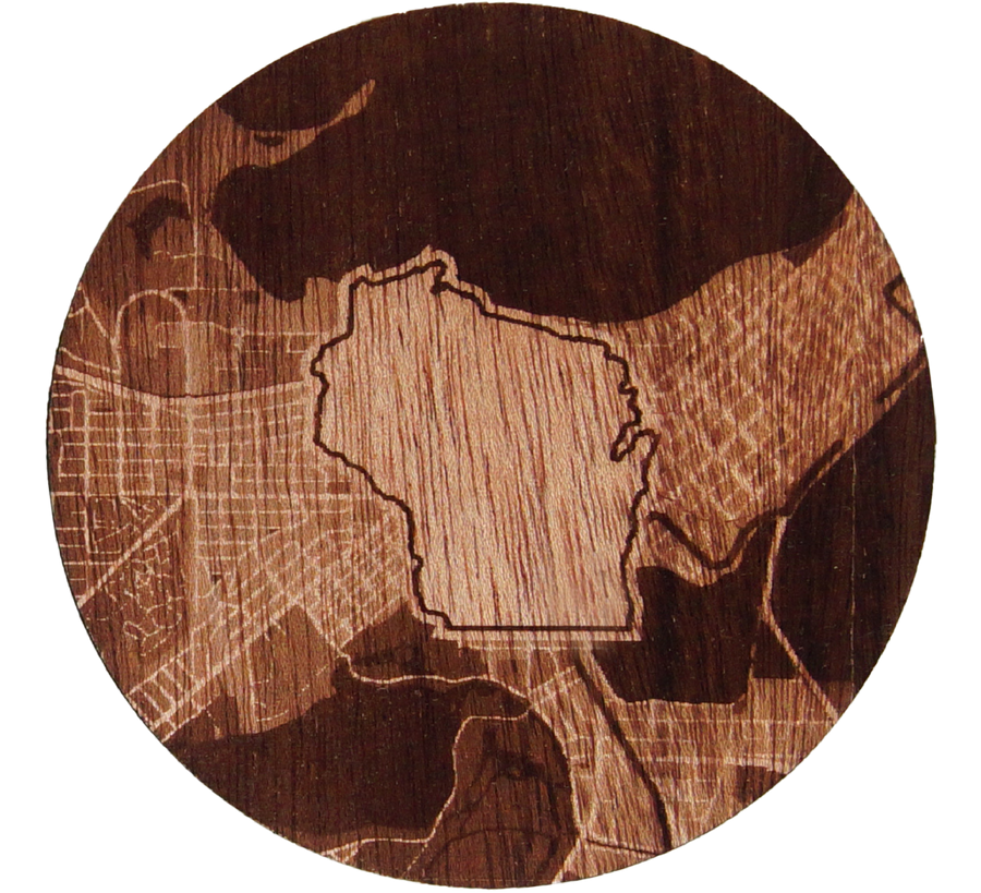 Handcrafted Wooden Coasters with Etched State Maps & City Streets ...