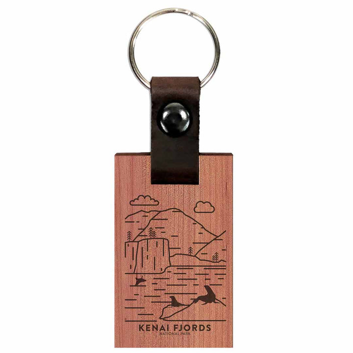 Kenai Fjords National Park Wood Premium Key Chain